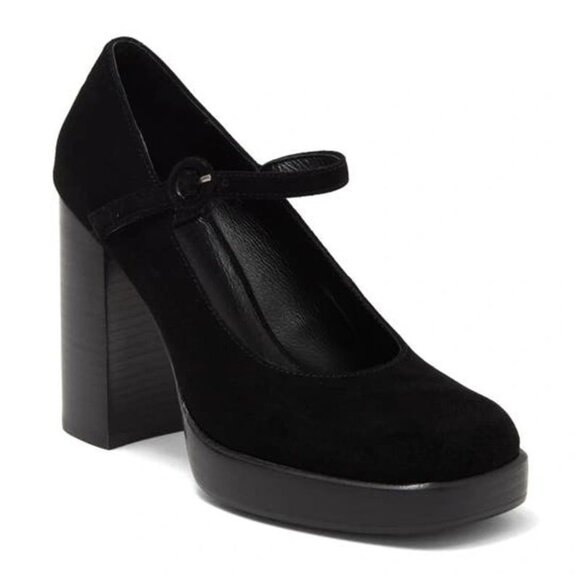 JEFFREY CAMPBELL Kenzley Platform Mary Jane Pumps Heels Size 10 Black Suede NEW - Picture 1 of 12
